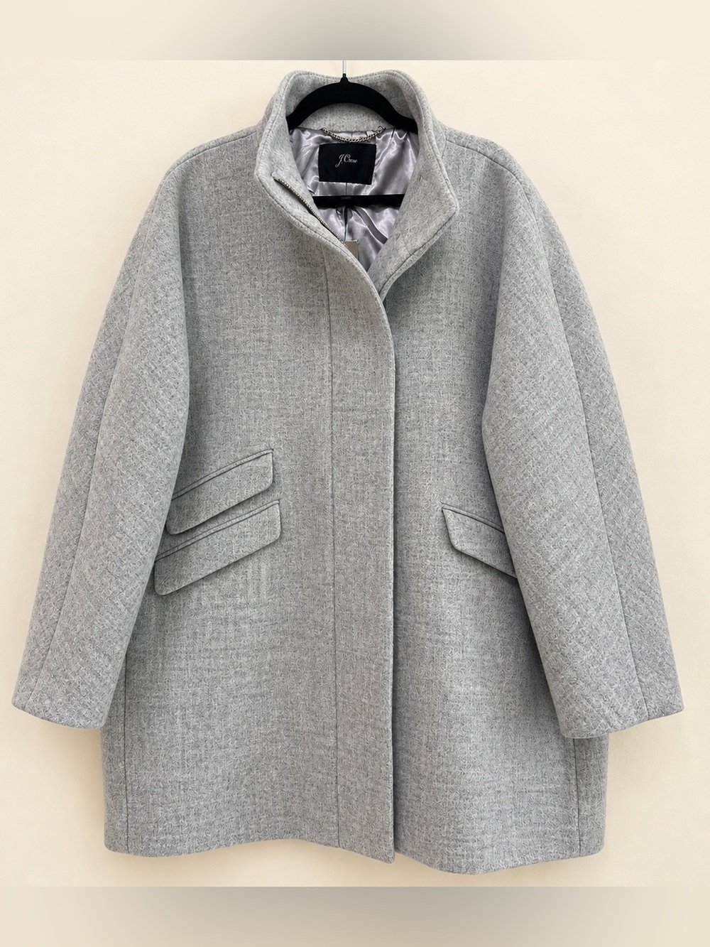 J.Crew Cocoon Coat Italian Stadium Cloth Wool Heather Gray Size 22 NWT
